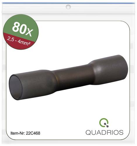 Quadrios 22C468 Stoßverbinder mit Schrumpfschlauch 2.5mm² 4mm² Vollisoliert Schwarz 1 Set von Quadrios