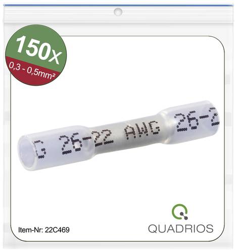 Quadrios 22C469 Stoßverbinder mit Schrumpfschlauch 0.3mm² 0.5mm² Vollisoliert Weiß 1 Set Quadrios 22C469 Stoßverbinder mit Schrumpfschlauch 0.3mm² 0.5mm² Vollisoliert Weiß 1 Set von Quadrios