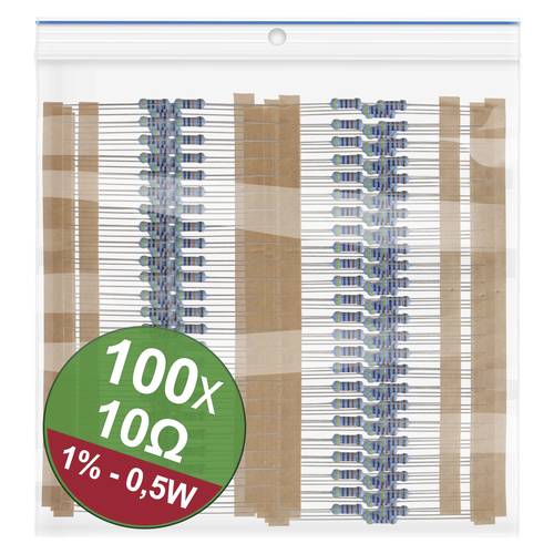 Quadrios 22P085 22P085 Metallschicht-Widerstand Sortiment 10Ω axial bedrahtet 0.5W 1% 1 Set von Quadrios