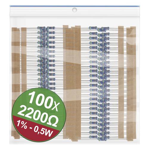 Quadrios 22P094 22P094 Metallschicht-Widerstand Sortiment 2.2kΩ axial bedrahtet 0.5W 1% 1 Set von Quadrios