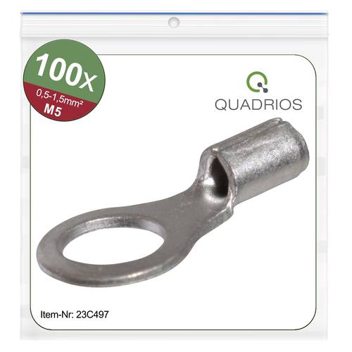 Quadrios 23C497 Ringkabelschuh Querschnitt (max.)=1.5mm² Loch-Ø=5.3mm Unisoliert 100St. von Quadrios