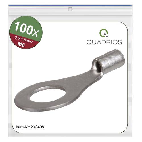 Quadrios 23C498 Ringkabelschuh Querschnitt (max.)=1.5mm² Loch-Ø=6.5mm Unisoliert 100St. von Quadrios