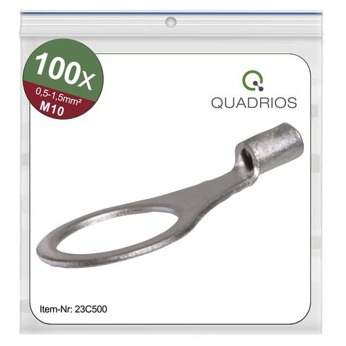 Quadrios 23C500 Ringkabelschuh Querschnitt (max.)=1.5mm² Loch-Ø=10.5mm Unisoliert 100St. von Quadrios