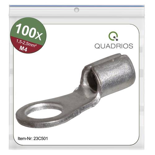 Quadrios 23C501 Ringkabelschuh Querschnitt (max.)=2.5mm² Loch-Ø=4.3mm Unisoliert 100St. von Quadrios