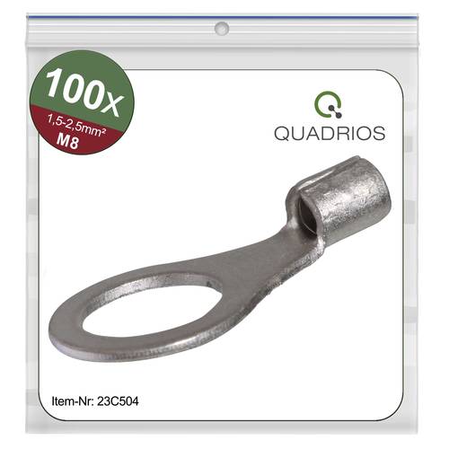 Quadrios 23C504 Ringkabelschuh Querschnitt (max.)=2.5mm² Loch-Ø=8.5mm Unisoliert 100St. von Quadrios