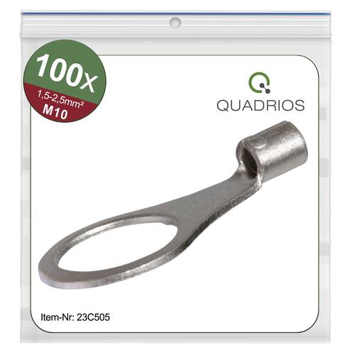 Quadrios 23C505 Ringkabelschuh Querschnitt (max.)=2.5mm² Loch-Ø=10.5mm Unisoliert 100St. von Quadrios