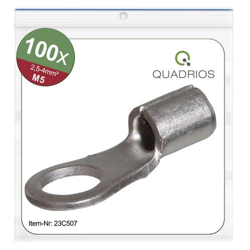 Quadrios 23C507 Ringkabelschuh Querschnitt (max.)=4mm² Loch-Ø=5.3mm Unisoliert 100St. von Quadrios