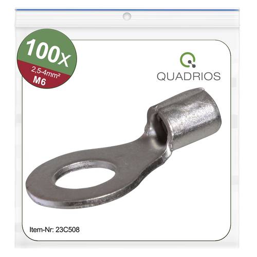 Quadrios 23C508 Ringkabelschuh Querschnitt (max.)=4mm² Loch-Ø=6.5mm Unisoliert 100St. von Quadrios