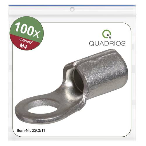 Quadrios 23C511 Ringkabelschuh Querschnitt (max.)=6mm² Loch-Ø=4.3mm Unisoliert 100St. von Quadrios