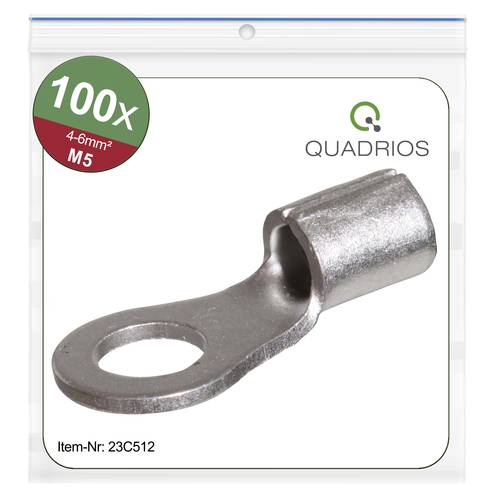 Quadrios 23C512 Ringkabelschuh Querschnitt (max.)=6mm² Loch-Ø=5.3mm Unisoliert 100St. von Quadrios