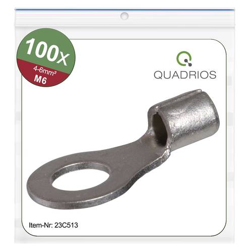 Quadrios 23C513 Ringkabelschuh Querschnitt (max.)=6mm² Loch-Ø=6.5mm Unisoliert 100St. von Quadrios