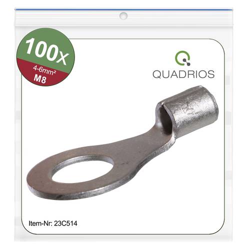 Quadrios 23C514 Ringkabelschuh Querschnitt (max.)=6mm² Loch-Ø=8.5mm Unisoliert 100St. von Quadrios