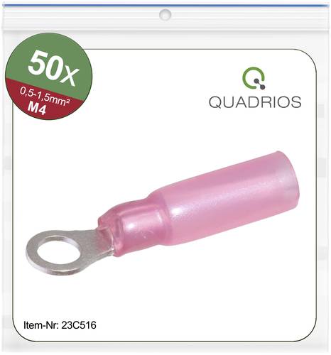 Quadrios 23C516 Ringkabelschuh Querschnitt (max.)=1.5mm² Loch-Ø=4.3mm Teilisoliert Rot 50St. von Quadrios