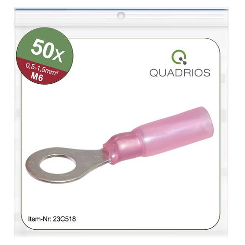 Quadrios 23C518 Ringkabelschuh Querschnitt (max.)=1.5mm² Loch-Ø=6.5mm Teilisoliert Rot 50St. von Quadrios