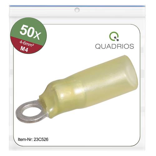 Quadrios 23C526 Ringkabelschuh Querschnitt (max.)=6mm² Loch-Ø=4.3mm Teilisoliert Gelb 50St. von Quadrios
