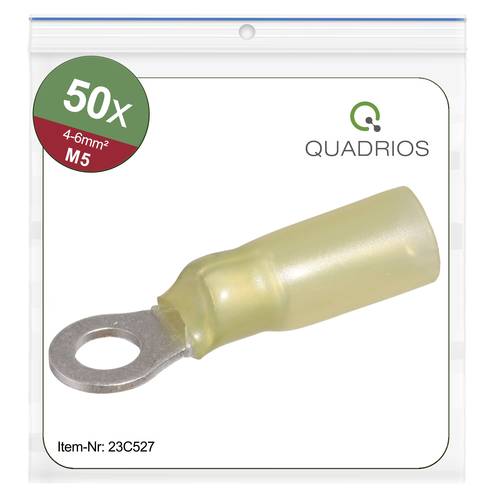 Quadrios 23C527 Ringkabelschuh Querschnitt (max.)=6mm² Loch-Ø=5.3mm Teilisoliert Gelb 50St. von Quadrios