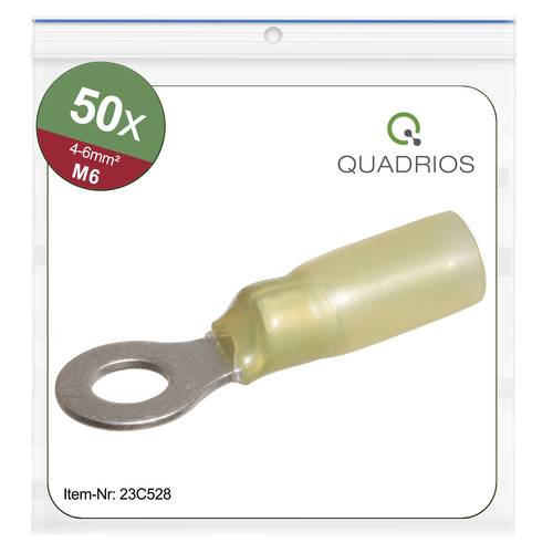 Quadrios 23C528 Ringkabelschuh Querschnitt (max.)=6mm² Loch-Ø=6.5mm Teilisoliert Gelb 50St. von Quadrios