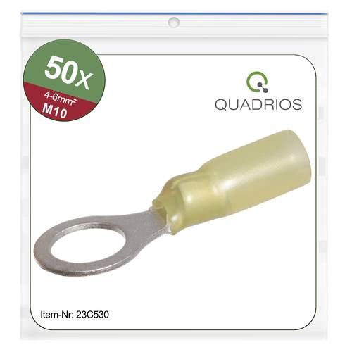 Quadrios 23C530 Ringkabelschuh Querschnitt (max.)=6mm² Loch-Ø=10.5mm Teilisoliert Gelb 50St. von Quadrios