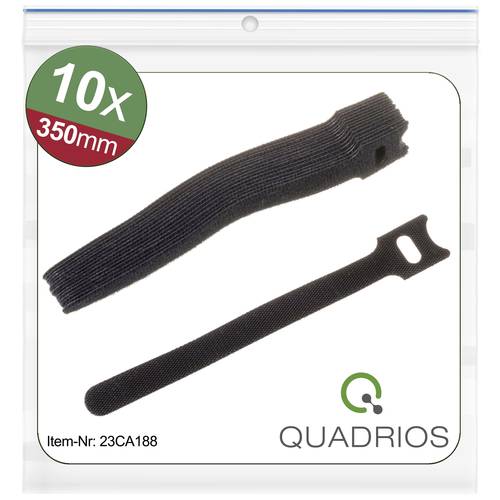 Quadrios 23CA188 Klettkabelbinder zum Bündeln Haft- und Flauschteil (L x B) 350mm x 14mm Schwarz 10 von Quadrios