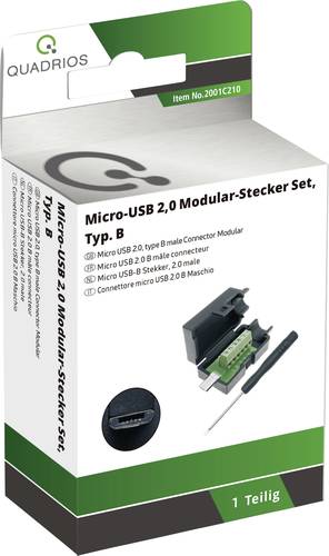 Quadrios Mikro-USB 2.0 - Stecker Set, Typ B Stecker, Einbau horizontal 2001C210 Inhalt: 1St. von Quadrios