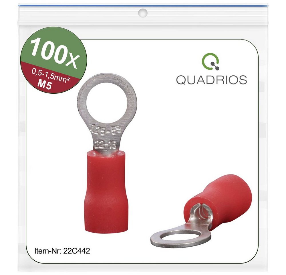 Quadrios Quadrios 22C442 Ringkabelschuh Querschnitt (max)=1.5 mm² Loch-Ø=5.3 Kabelzubehör, (22C442) von Quadrios