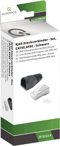 Quadrios RJ-45 Steckverbinder Set-CAT 5e 1906C172 Stecker, gerade Polzahl 8P8C Schwarz 25St. Quadrios RJ-45 Steckverbinder Set-CAT 5e 1906C172 Stecker, gerade Polzahl 8P8C Schwarz 25St. von Quadrios