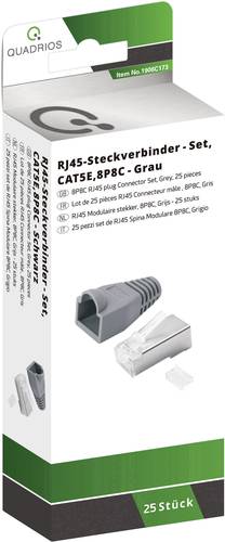 Quadrios RJ-45 Steckverbinder Set-CAT 5e 1906C173 Stecker, gerade Polzahl 8P8C Grau 25St. Quadrios RJ-45 Steckverbinder Set-CAT 5e 1906C173 Stecker, gerade Polzahl 8P8C Grau 25St. von Quadrios