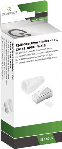 Quadrios RJ-45 Steckverbinder Set-CAT 5e 1906C178 Stecker, gerade Polzahl 8P8C Weiß 25St. Quadrios RJ-45 Steckverbinder Set-CAT 5e 1906C178 Stecker, gerade Polzahl 8P8C Weiß 25St. von Quadrios