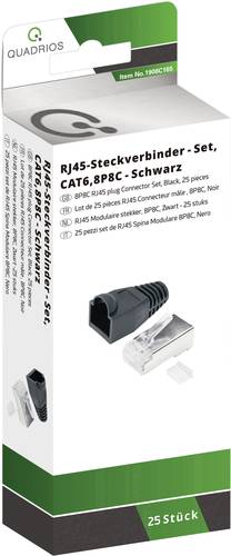 Quadrios RJ-45 Steckverbinder Set-CAT 6 1906C165 Stecker, gerade Polzahl 8P8C Schwarz 25St. von Quadrios