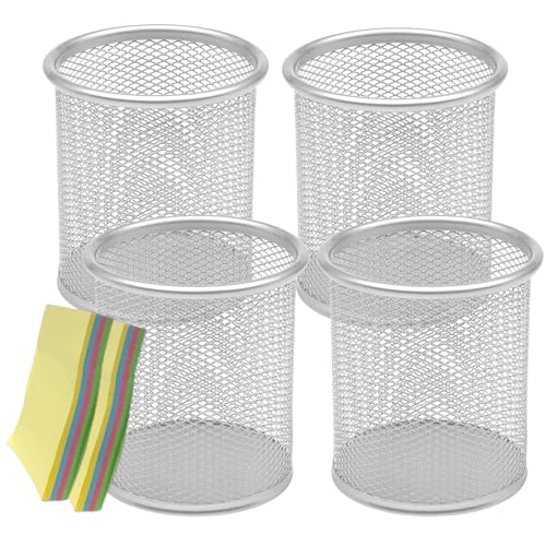Qualsen 4er Stiftebox Schreibtisch Organizer - Schlicht und elegant - Metallic Silber von Qualsen