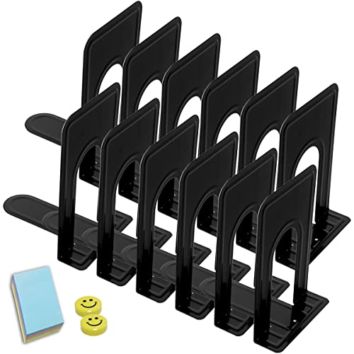 Qualsen Buchstütze, Buchhalter, Buchstützen aus Metall, Bücherstützen, Buchständer Kinder, Bücherständer, Buchregal 6 Paare (12 Stück), Schwarz, 17 x 12 x 15 cm von Qualsen