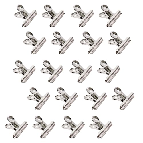 Qualsen Klammern Metall 31MM Silbrig Klammern Für Tüten Bulldogge Büroklammern Metallklammern Klemmen Für Etiketten Bilder Dokumente Fotos (20PACK) von Qualsen