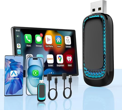 Quanlex Kabelloser Carplay-Adapter und Android-Auto-Adapter, 2025 Neuester Auto-Spiel-Dongle mit siebenfarbigem Umgebungslicht, kabelloser CarPlay-Dongle für iPhone iOS 10+ und Android 11+, keine Quanlex Kabelloser Carplay-Adapter und Android-Auto-Adapter, 2025 Neuester Auto-Spiel-Dongle mit siebenfarbigem Umgebungslicht, kabelloser CarPlay-Dongle für iPhone iOS 10+ und Android 11+, keine von Quanlex