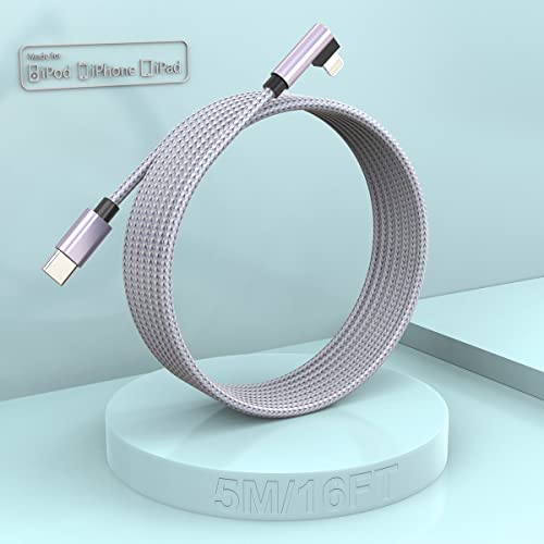 iPhone Charging Cable 5m, Long, Apple MFi Certified, Original Lightning to USB-C Cable, Fast Charge 16ft 90 Angle Apple Charging Cable for Apple iPhone 13/12/11/XS/XSMax/XR/X/8/7 von Quanlex