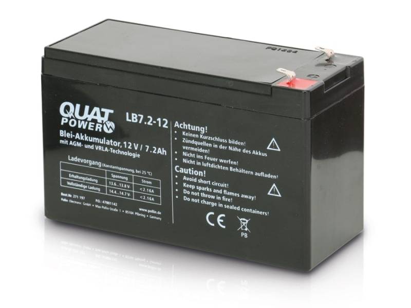 QUATPOWER Blei-Akkumulator LB7.2-12, 12 V-/7,2 Ah von QuatPower