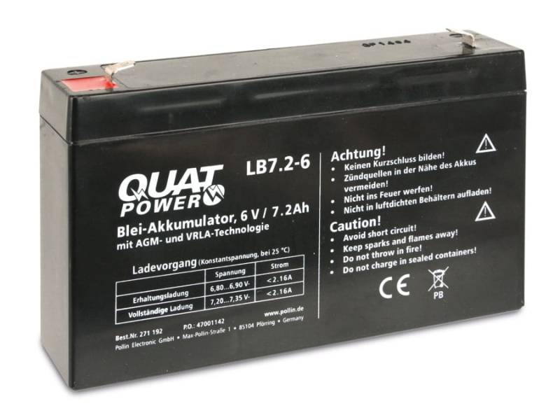 QUATPOWER Blei-Akkumulator LB7.2-6, 6 V-/7,2 Ah von QuatPower