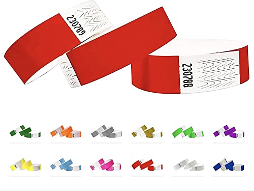 1000 Eintrittsbänder aus Tyvek - Party Einlassbänder, Securebänder, Festival Armbänder, Kontrollbänder für dein Event (Red, 1000 Pack) von Qubiband