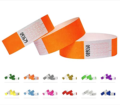 500 Eintrittsbänder aus Tyvek - Party Einlassbänder, Securebänder, Festival Armbänder, Kontrollbänder für dein Event (Neon Orange) von Qubiband