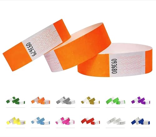 Tyvek Identifikationsarmbänder 19 mm, 10.000 Stück, Event-Armbänder (Neon Orange, 10.000 Stück) von Qubiband