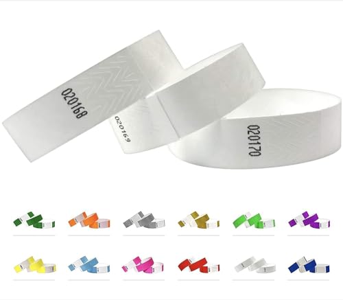 Tyvek Identifikationsarmbänder 19mm, 5000 Stück, Event-Armbänder (Weiß, 5000 Pack) von Qubiband