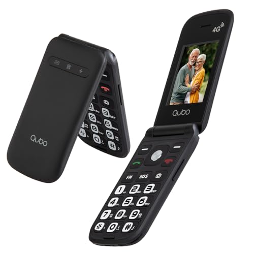 Qubo 4G Seniorenhandy Klapphandy Ohne Vertrag Handy große Mobiltelefon für Senioren Display 2,4 Zoll, SOS-Funktion, Unterstützung Dual-SIM,Schnellanruf, FM-Radio von Qubo