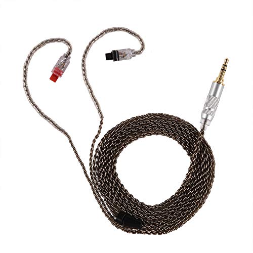 Queen.Y Einkristallines Kupfer-Upgrade-Kopfhörerkabel HiFi-In-Ear-Kopfhörer-Kabel mit Versilbertem Kabel für Audio-Technik Ath-Im50 Im70 Im04 Schwarz Gerade von Queen.Y