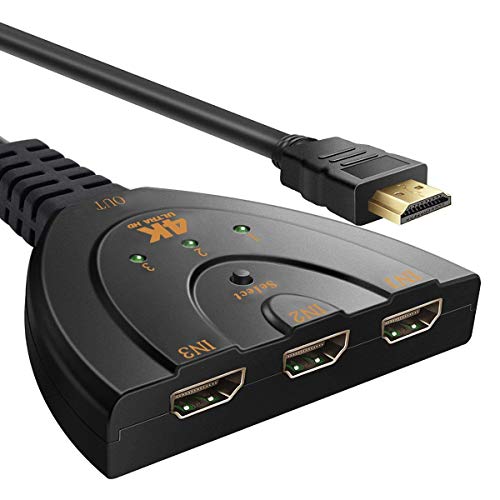 Queen.Y HDMI-Umschalter 3 in 1 aus HDMI-Splitter-Kabel HDMI-Hub für TV Amazon Fire Stick Chromecast Roku Laptop Playstation Xbox Unterstützung 4K von Queen.Y