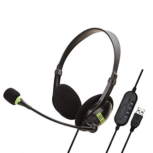 Queen.Y Königin. Y USB-Headset mit Mikrofon Am Ohr Kopfhörer mit Mikrofonschalter Lautstärkeregler für Desktop-PC-Laptop von Queen.Y