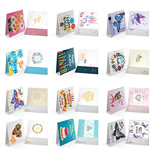 Queen.Y Weihnachtskarten 12 Stück Grußkarten Danke Karten DIY Diamant Malerei Grußkarten Kits für Das Festival von Queen.Y