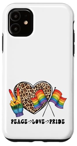 Cute Peace Love Pride LGBT - LGBTQ Pride Month mit Leopardenherz Hülle für iPhone 11 von Queer & Co Apparel.USA