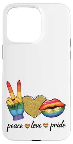 Cute Peace Love Pride LGBT - LGBTQ Pride Month mit Regenbogenlippen Hülle für iPhone 15 Pro Max von Queer & Co Apparel.USA