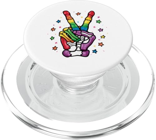 Regenbogen Skelett Friedenszeichen LGBT - Freiheit LGBTQ Pride Month PopSockets PopGrip für MagSafe Regenbogen Skelett Friedenszeichen LGBT - Freiheit LGBTQ Pride Month PopSockets PopGrip für MagSafe von Queer & Co Apparel.USA