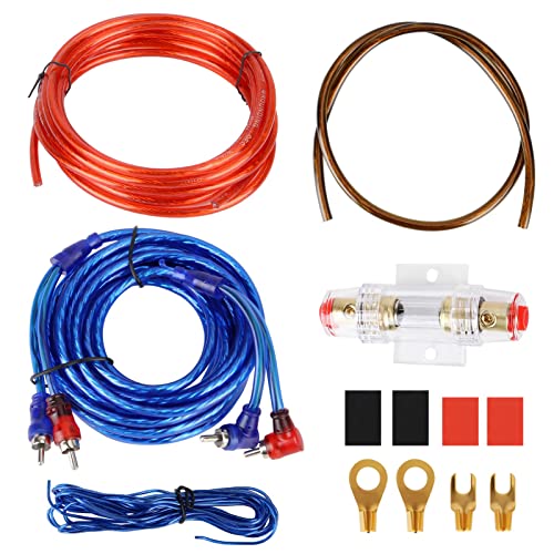 Queiting Verstärker Kabelsatz Anschluss Set Endstufe Kabel 8GA Car Audio Wire Wiring Sicherungshalter Gabelkabelschuhen AGU Sicherung von Queiting