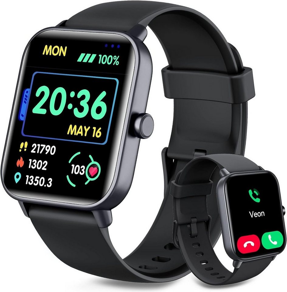 Quican Smartwatch (1,8 Zoll, Android, iOS), Männer und Frauen Fitnessuhr mit integrierter Alexa,Bluetooth 300mAh von Quican
